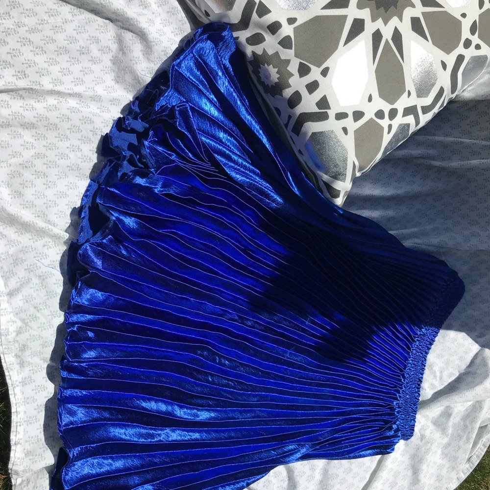 Blue Metallic Midi/Knee Length Anthropologie Skirt